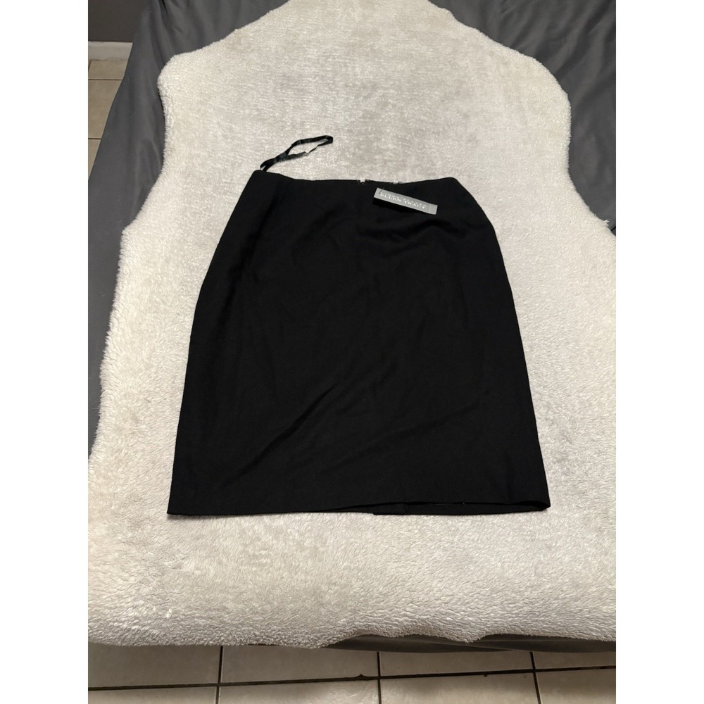 New Linda Allard Ellen Tracy Vintage Wool Black Pencil Skirt Size 12